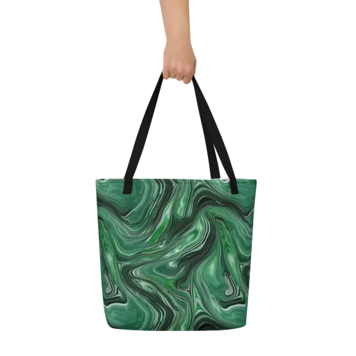 Emerald Vortex on a Large Tote Bag W/ Pocket