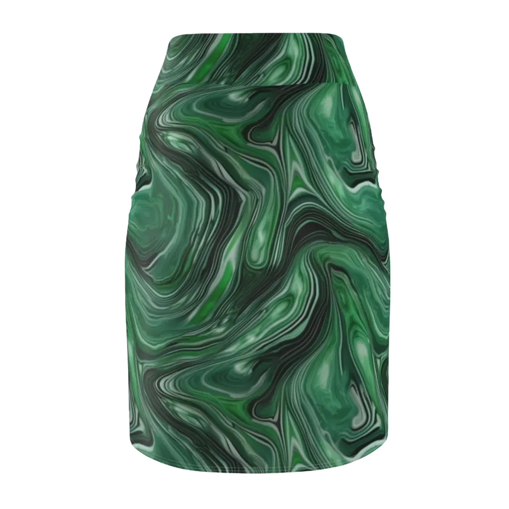 Emerald Vortex on Pencil Skirt — Back