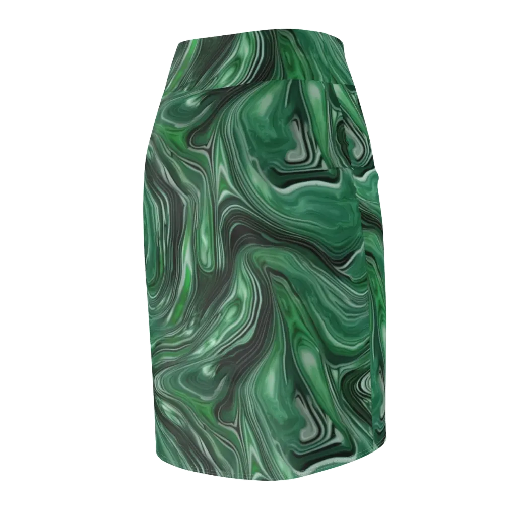 Emerald Vortex on Pencil Skirt — Back Side
