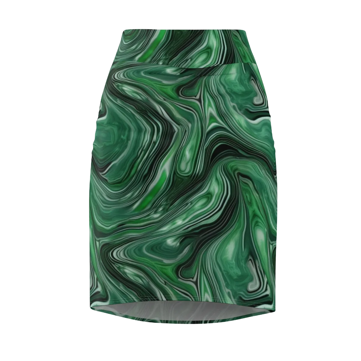Emerald Vortex on Pencil Skirt — Front