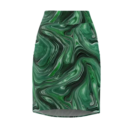 Emerald Vortex on a Pencil Skirt