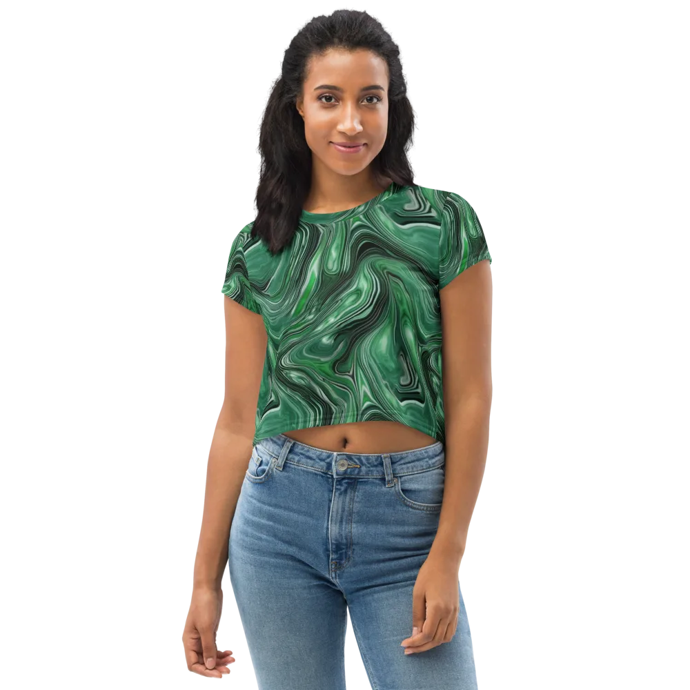 Emerald Vortex on Crop Tee — Front