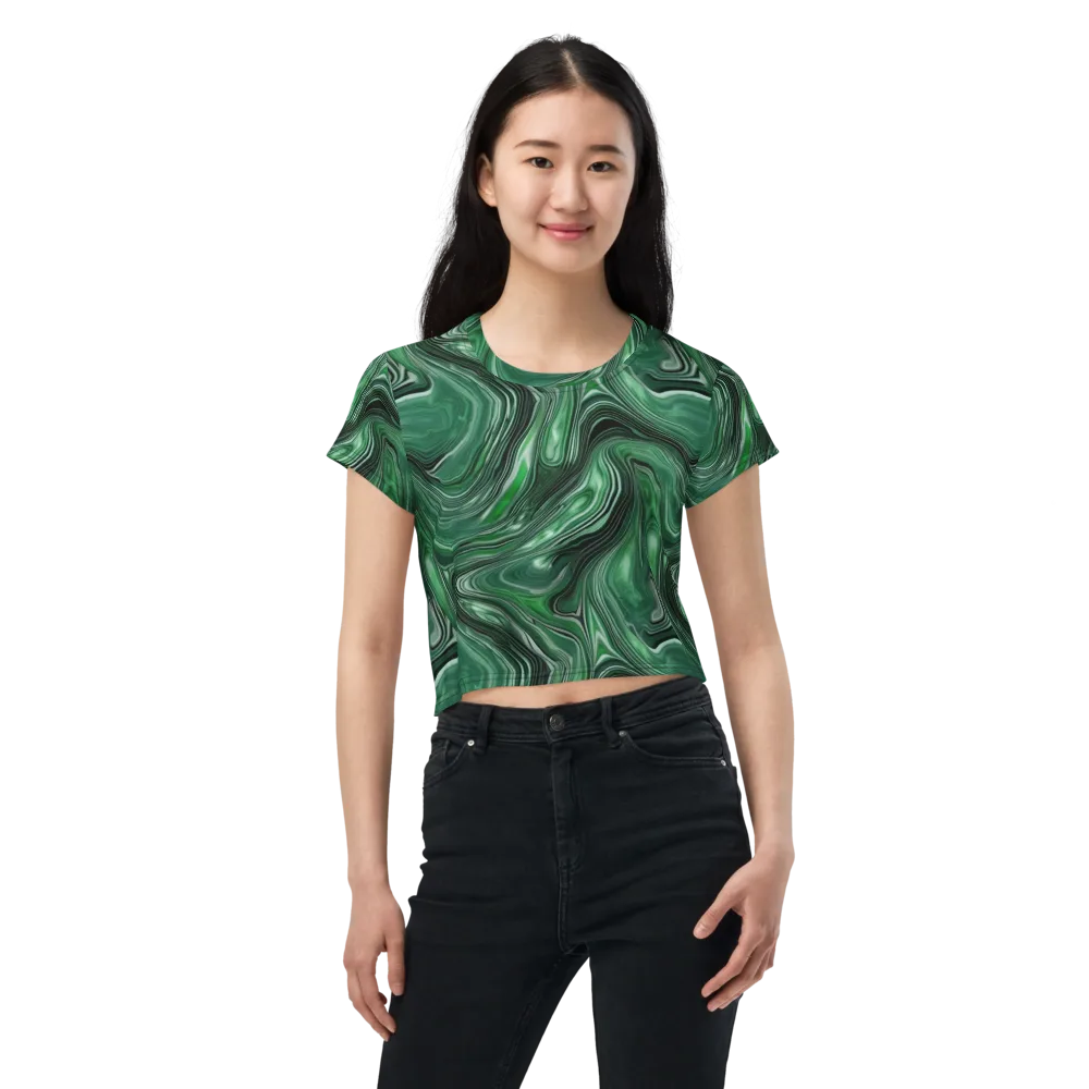 Emerald Vortex on Crop Tee — Front