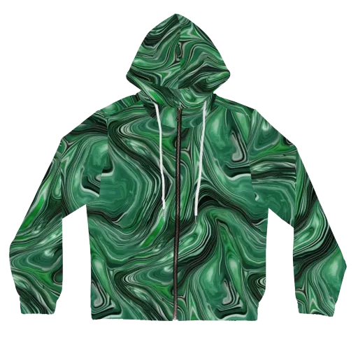 Emerald Vortex on a Women's Full-Zip Hoodie