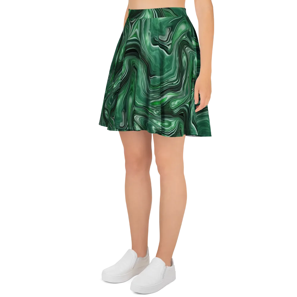 Emerald Vortex on Skater Skirt — Left