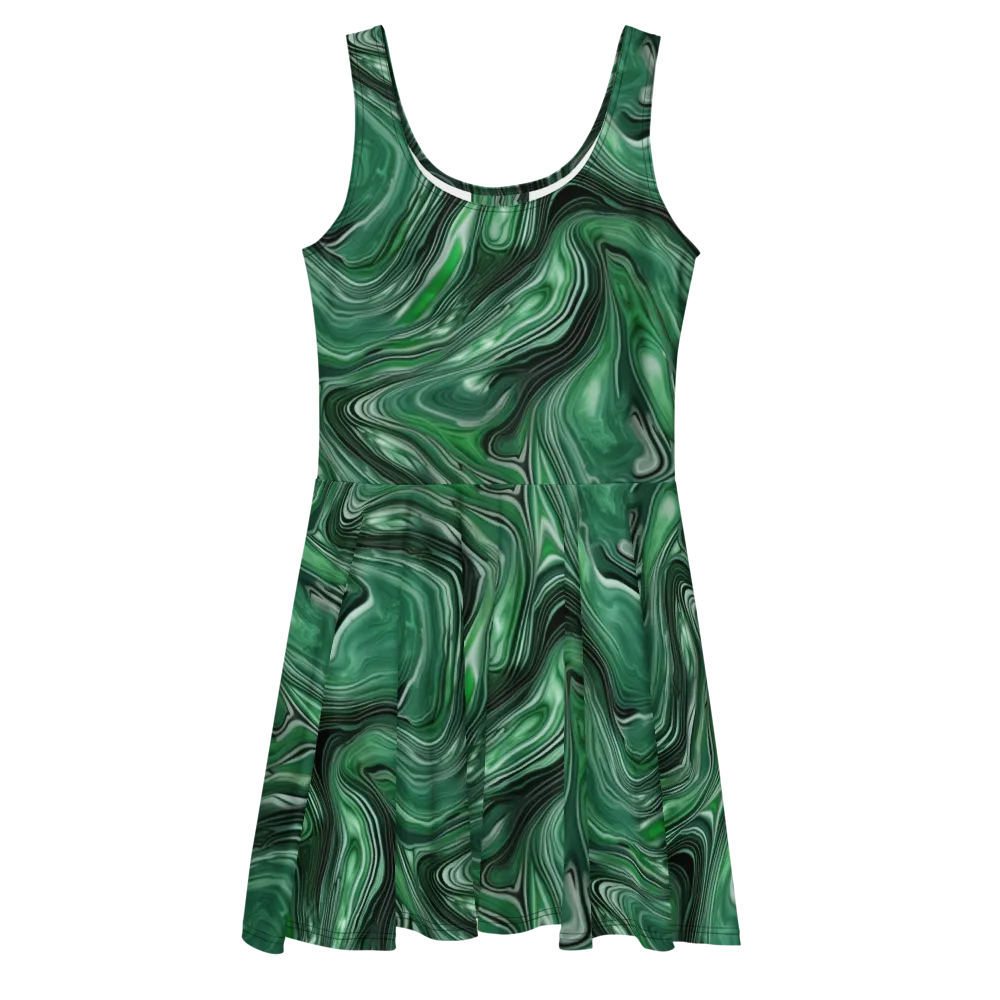 Emerald Vortex on Skater Dress — Front