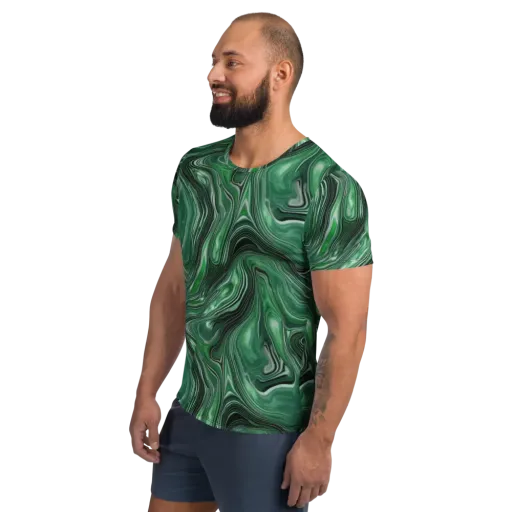 Emerald Vortex on a Men's Athletic T-Shirt