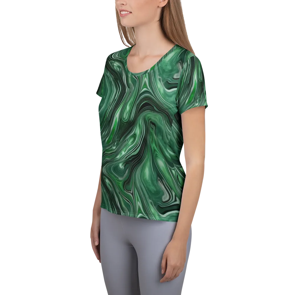 Emerald Vortex on Women's Athletic T-Shirt — Left
