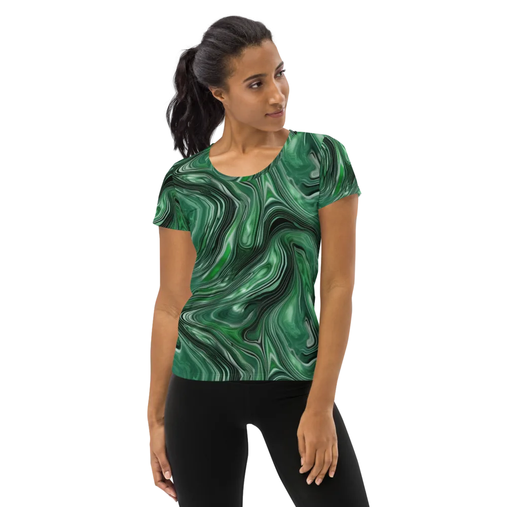 Emerald Vortex on Women's Athletic T-Shirt — Front