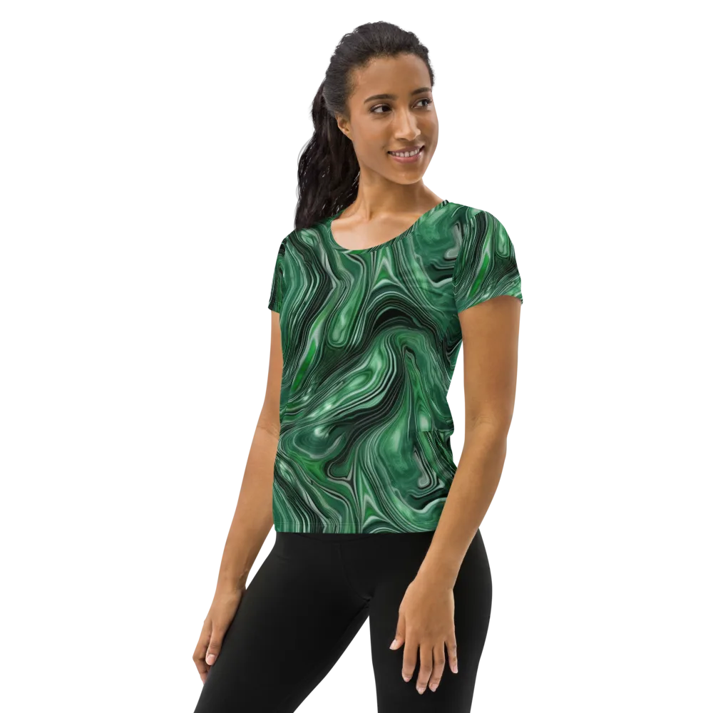 Emerald Vortex on Women's Athletic T-Shirt — Left