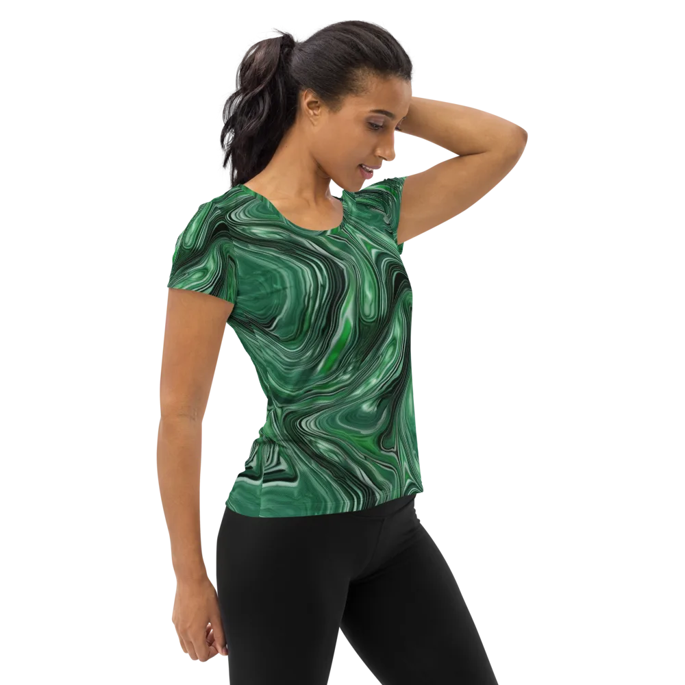 Emerald Vortex on Women's Athletic T-Shirt — Right