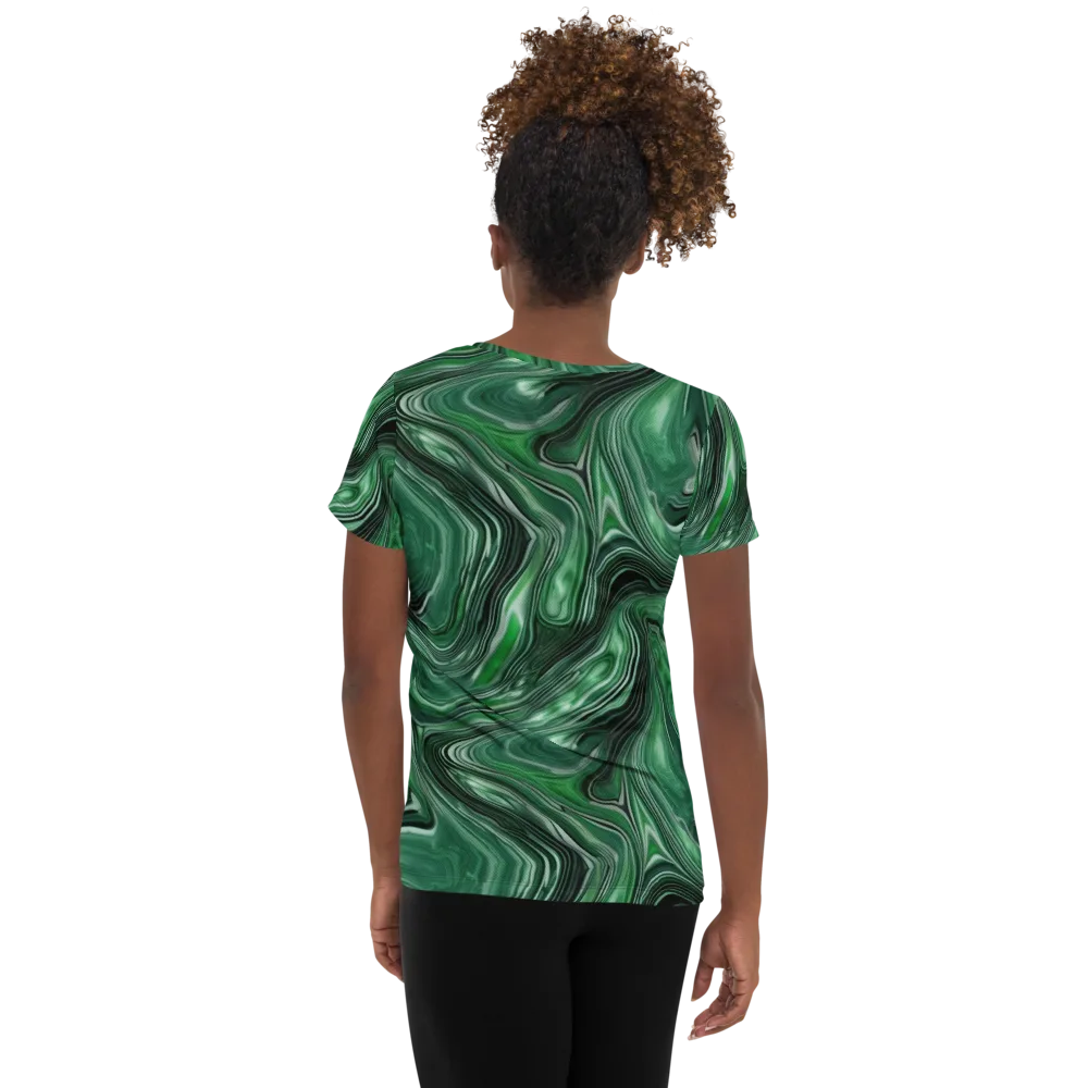 Emerald Vortex on Women's Athletic T-Shirt — Back