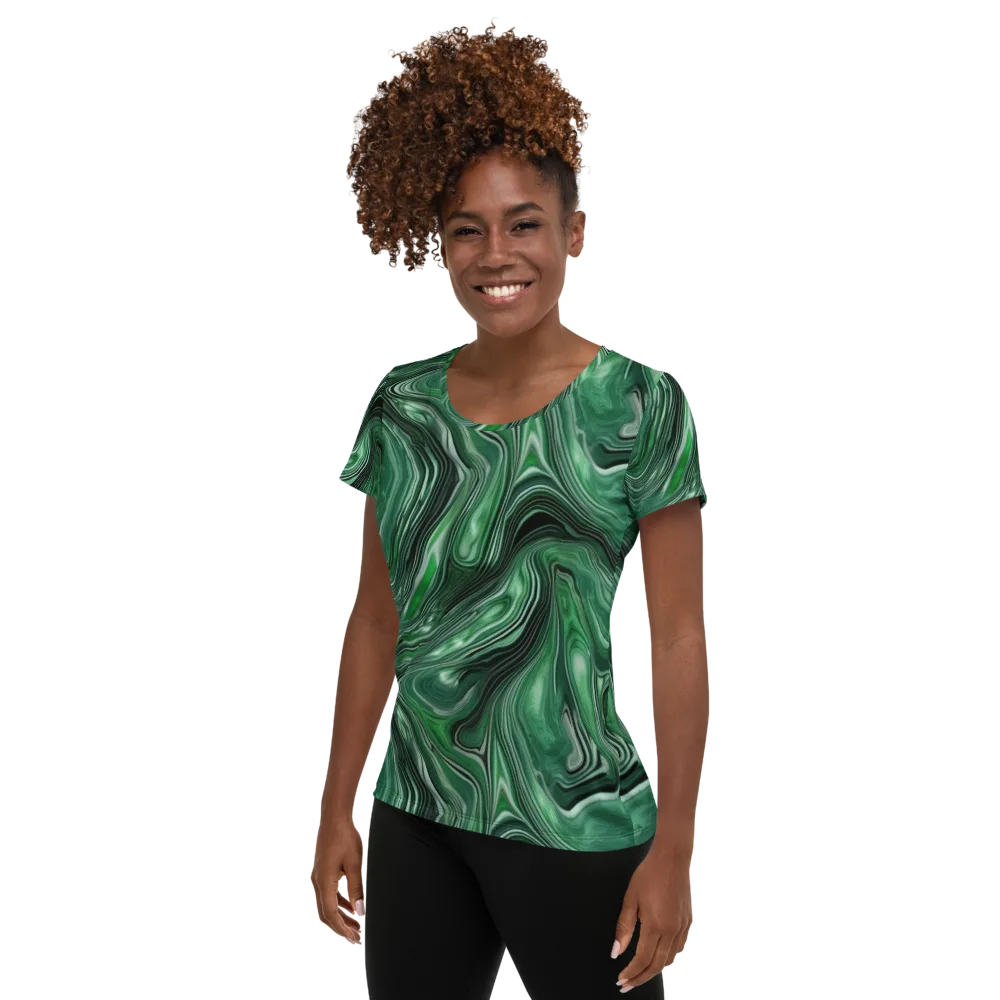 Emerald Vortex on Women's Athletic T-Shirt — Left