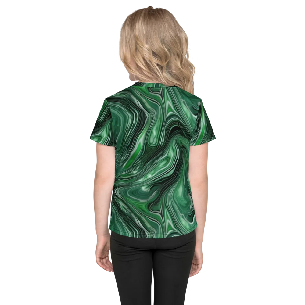 Emerald Vortex on Kids Crew Neck T-Shirt — Back
