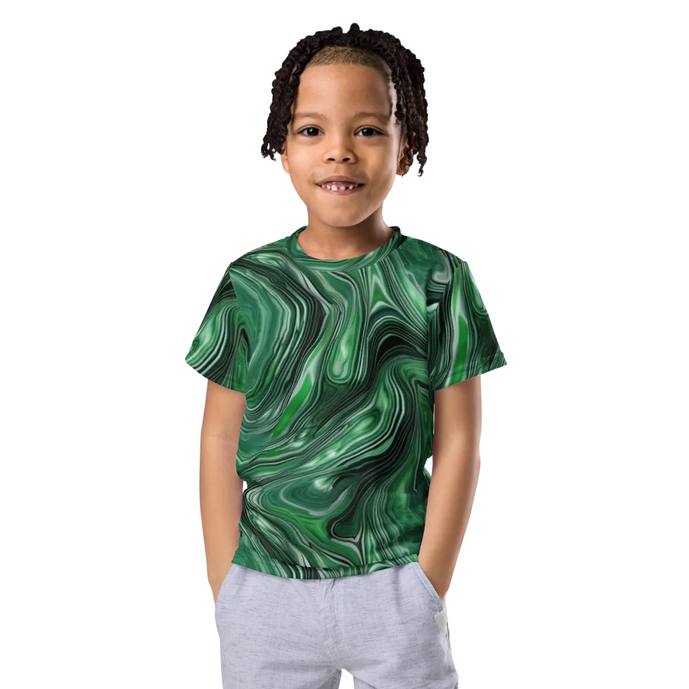 Emerald Vortex on Kids Crew Neck T-Shirt — Front