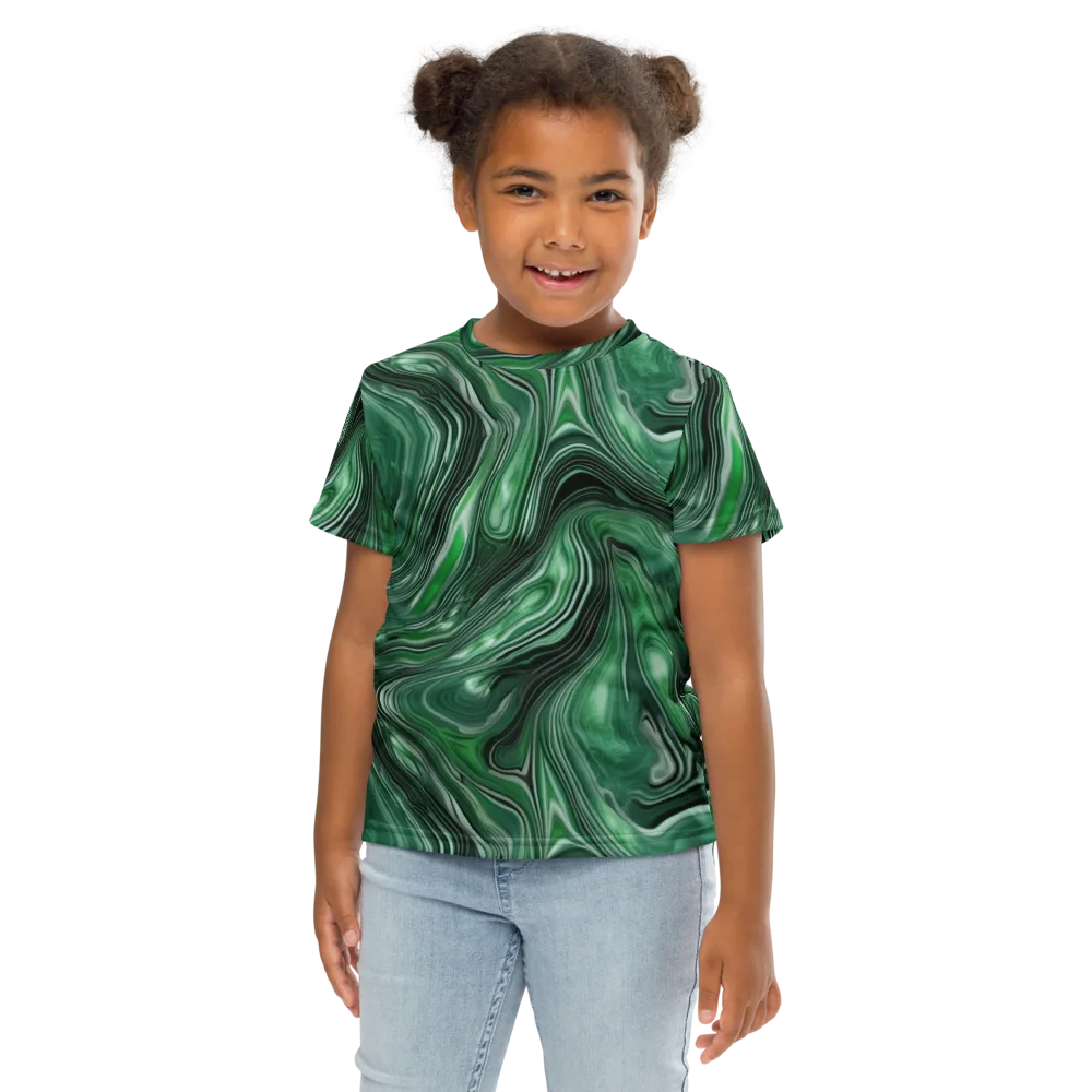 Emerald Vortex on Kids Crew Neck T-Shirt — Front
