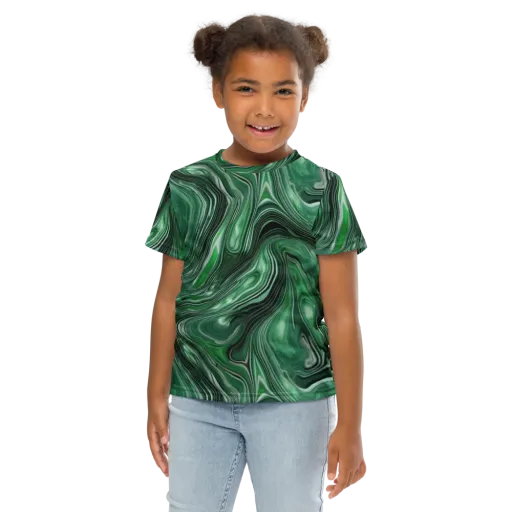 Emerald Vortex on a Kids Crew Neck T-Shirt