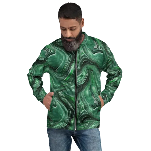 Emerald Vortex on a Bomber Jacket