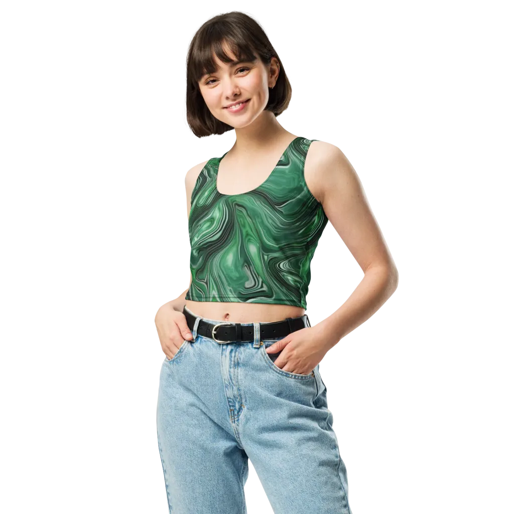 Emerald Vortex on Crop Top — Front