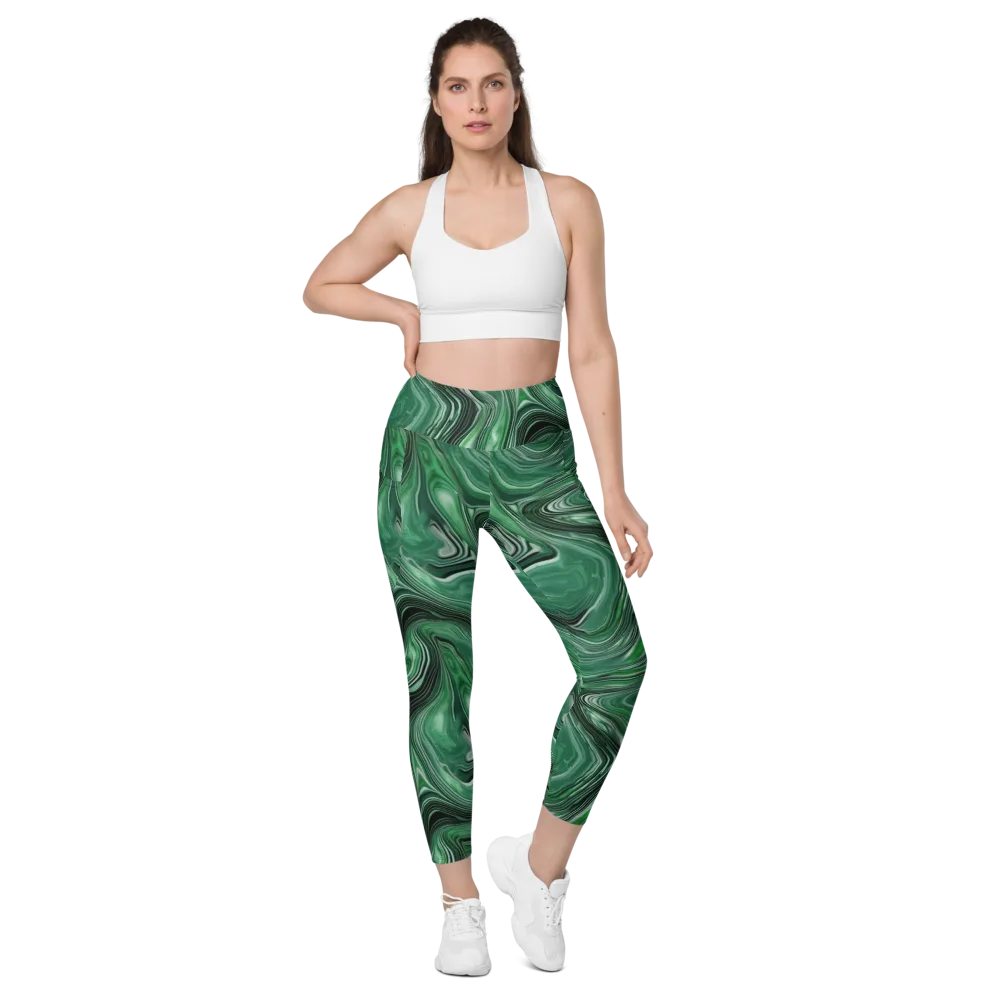 Emerald Vortex on Leggings with Pockets — Front