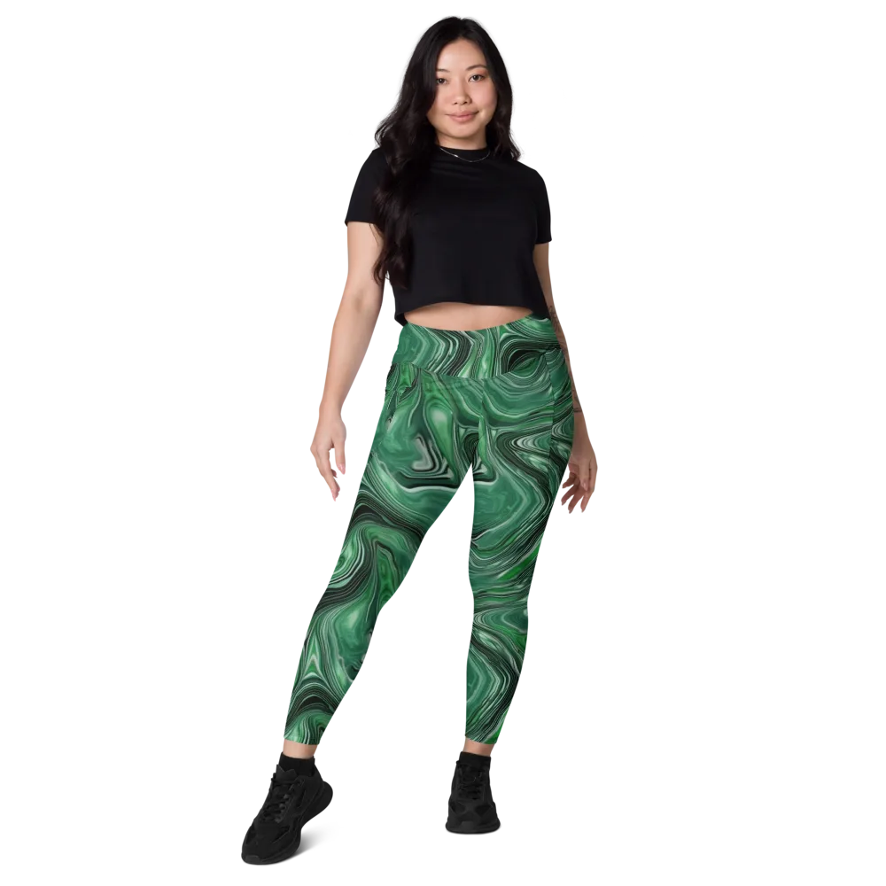 Emerald Vortex on Leggings with Pockets — Front