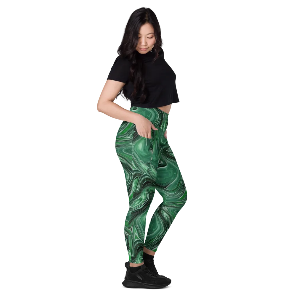 Emerald Vortex on Leggings with Pockets — Right