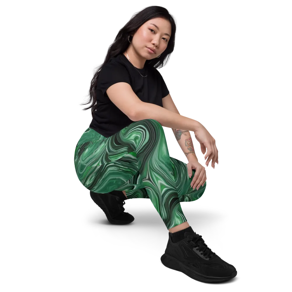 Emerald Vortex on Leggings with Pockets — Right Front
