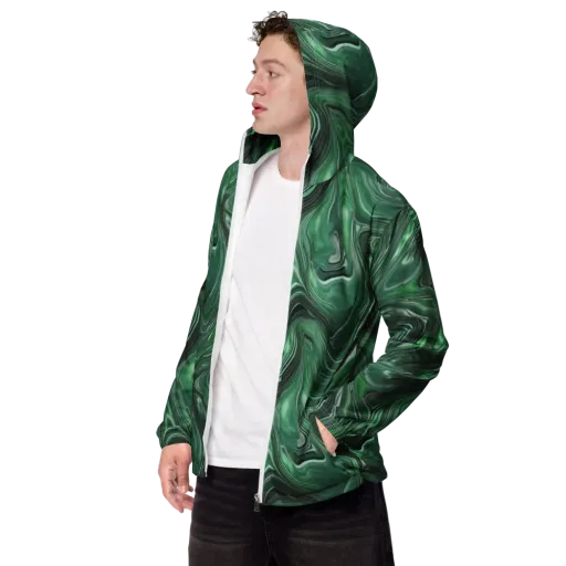 Emerald Vortex on a Men's Windbreaker
