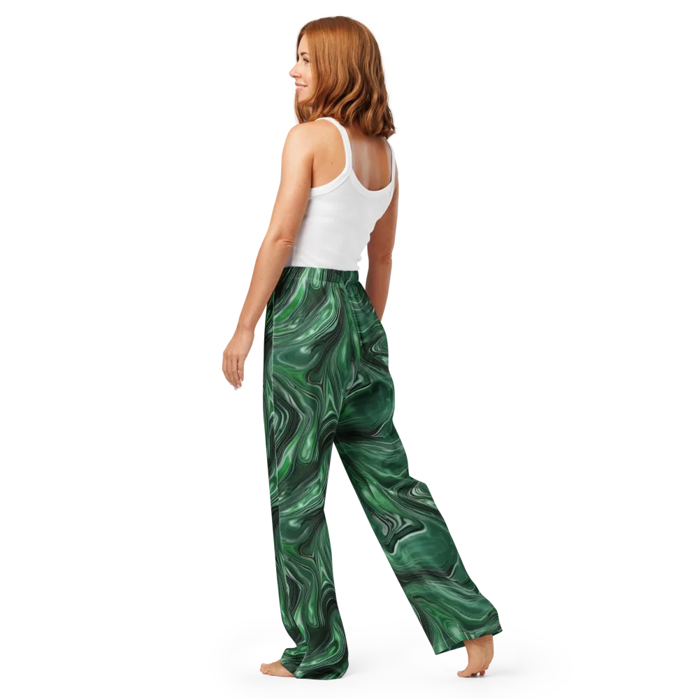 Emerald Vortex on Women's Pajama Pants — Back