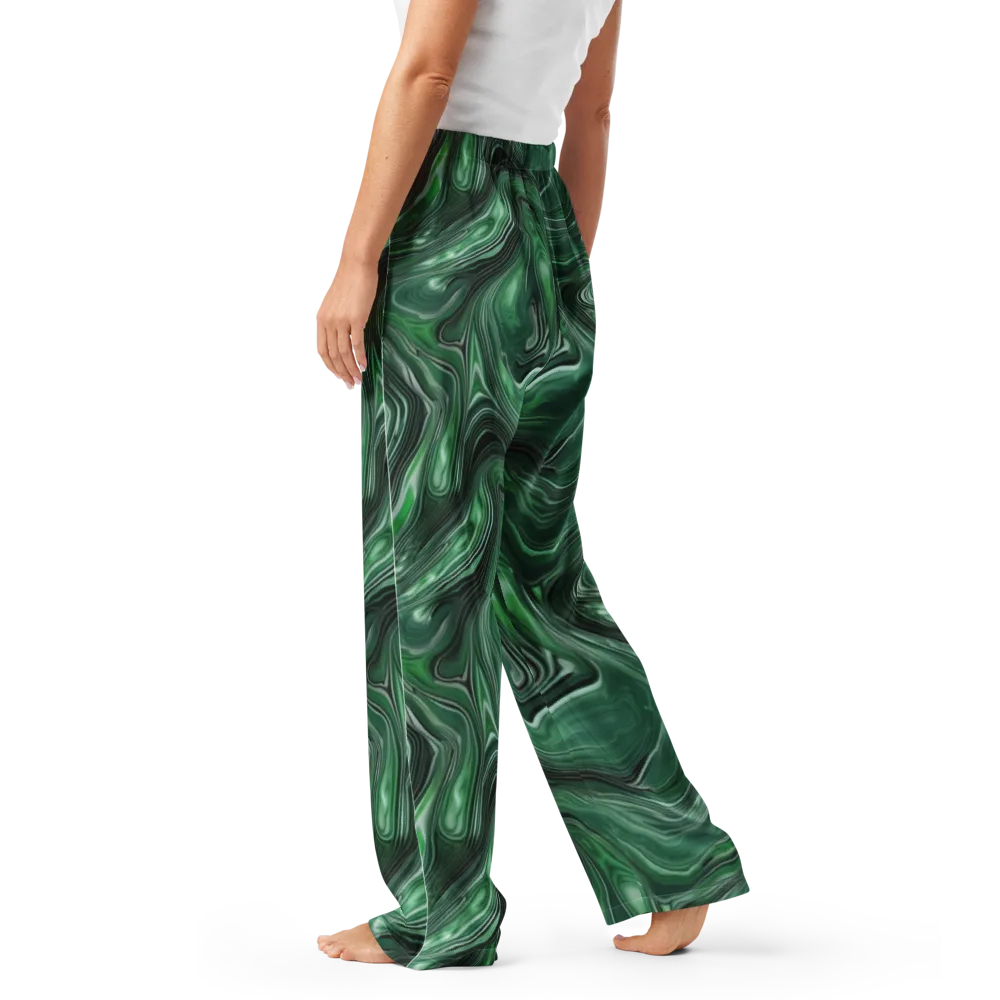 Emerald Vortex on Women's Pajama Pants — Left