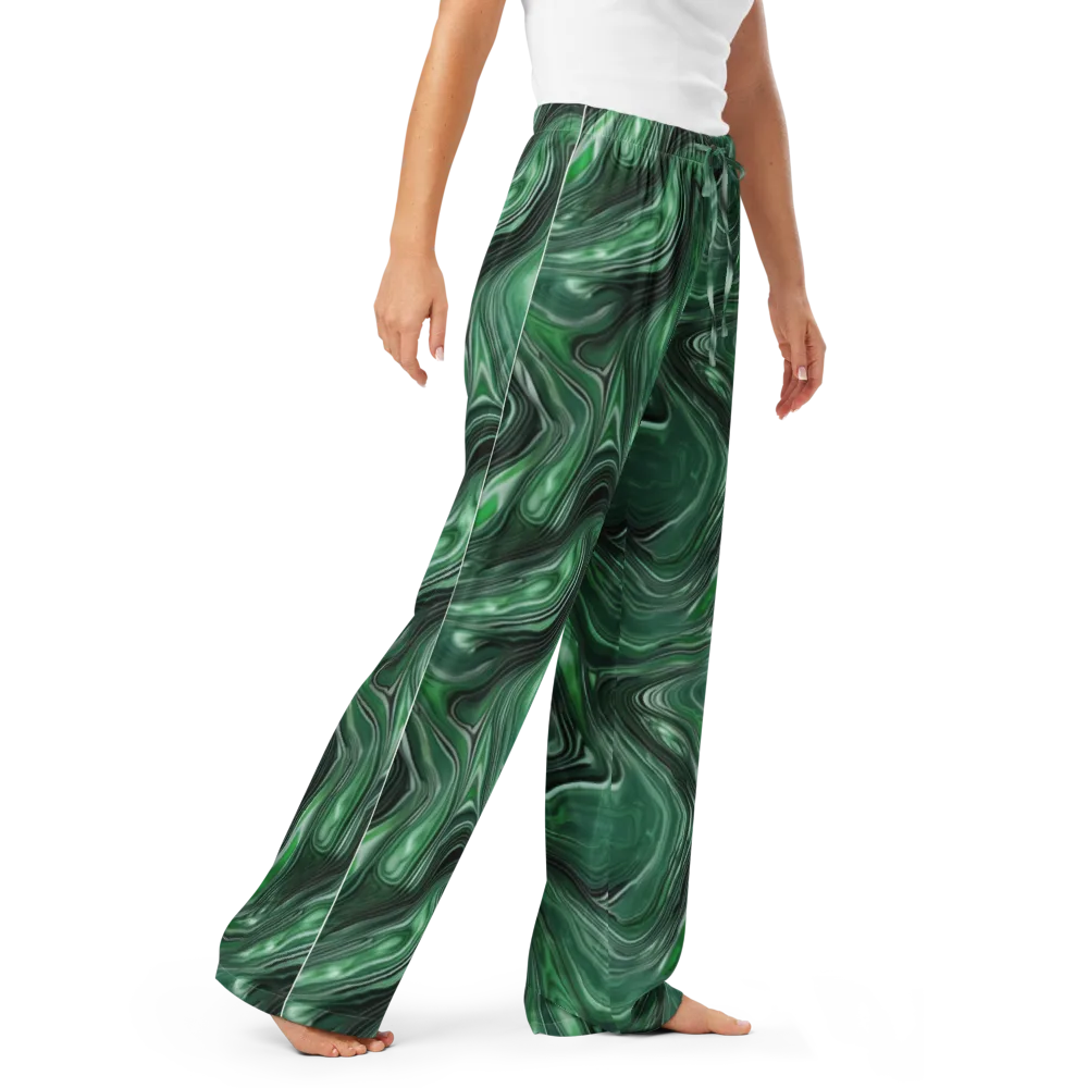 Emerald Vortex on Women's Pajama Pants — Right Front
