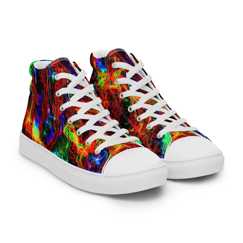 Firestorm Spectrum on Men's High Top Canvas Shoes — Right Front