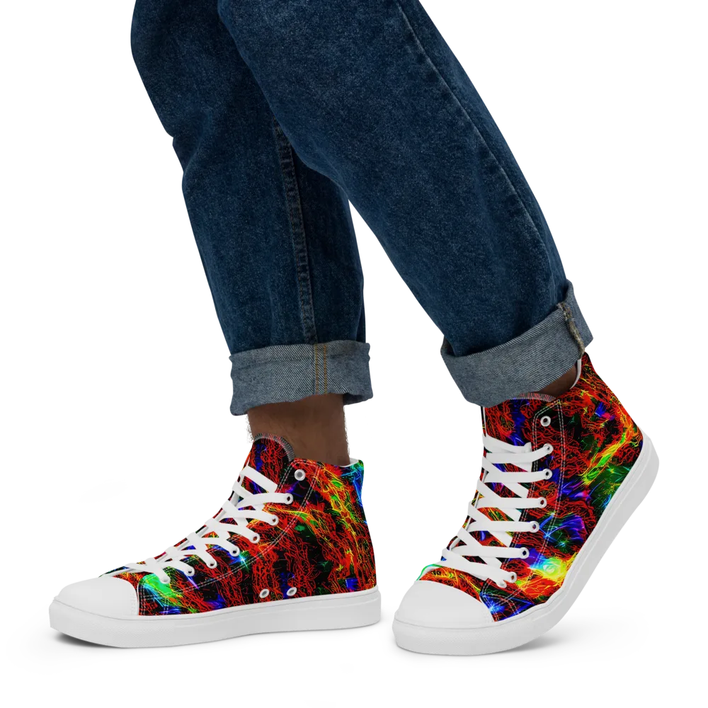 Firestorm Spectrum on Men's High Top Canvas Shoes — Left