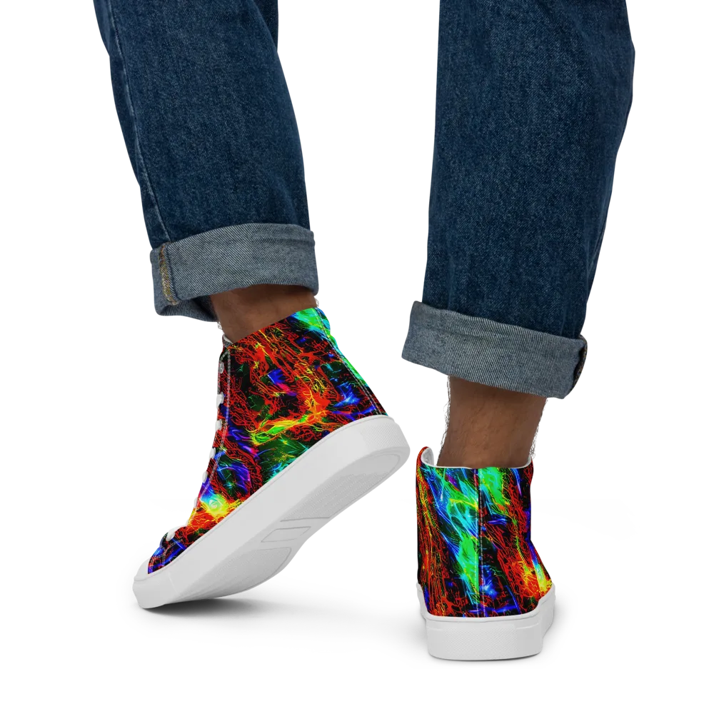 Firestorm Spectrum on Men's High Top Canvas Shoes — Back