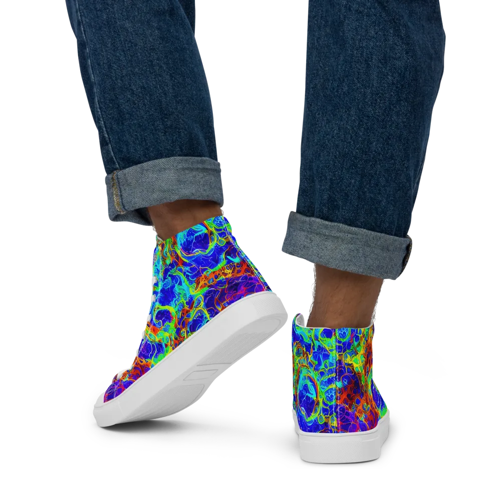 Mango Mirage on Men's High Top Canvas Shoes — Back