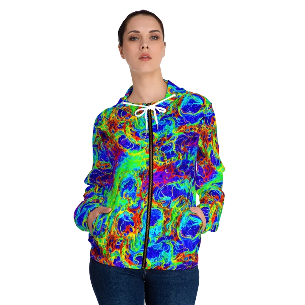 Mango Mirage on Women's Full-Zip Hoodie — Front On Person