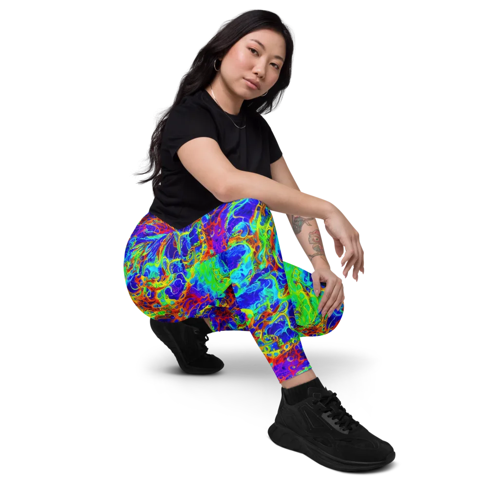 Mango Mirage on Leggings with Pockets — Right Front