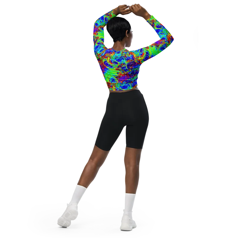 Mango Mirage on Long Sleeve Crop Top — Back