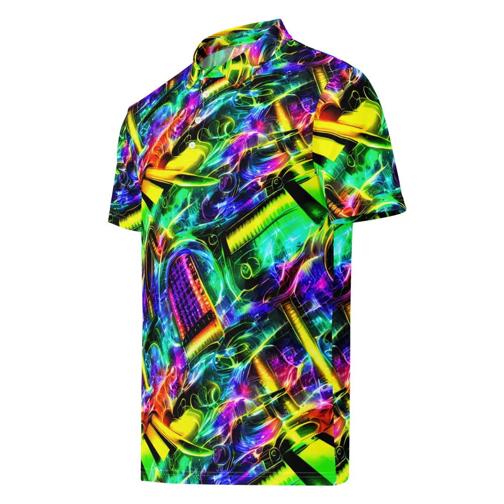 Neon Racket Riot on Men's Slim Fit Polo Shirt — Left Front