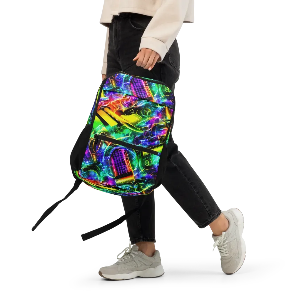 Neon Racket Riot on Utility Backpack — Front