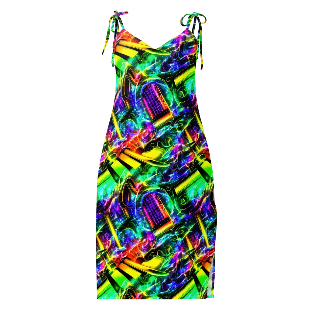 Neon Racket Riot on Slip Dress — Front