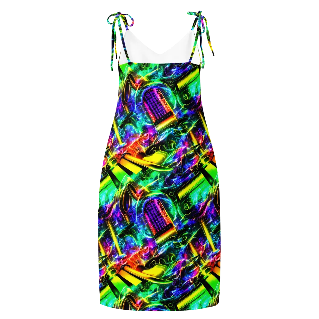 Neon Racket Riot on Slip Dress — Back