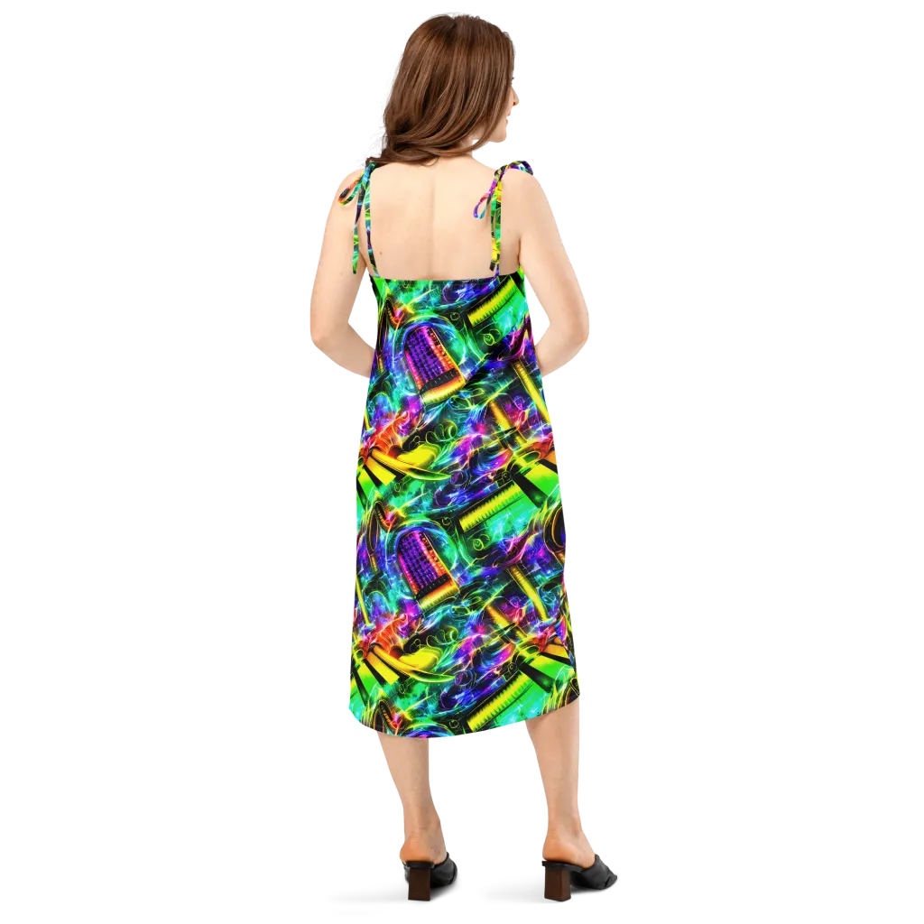 Neon Racket Riot on Slip Dress — Back