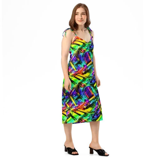 Neon Racket Riot on a Slip Dress