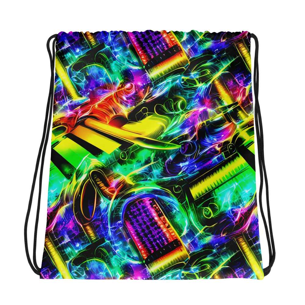 Neon Racket Riot on Drawstring Bag — Photo