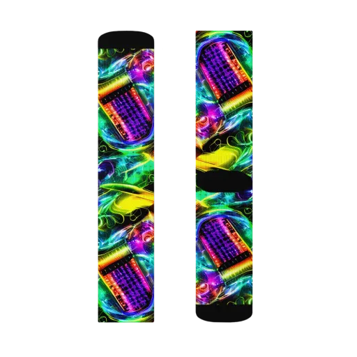 Neon Racket Riot on a Socks