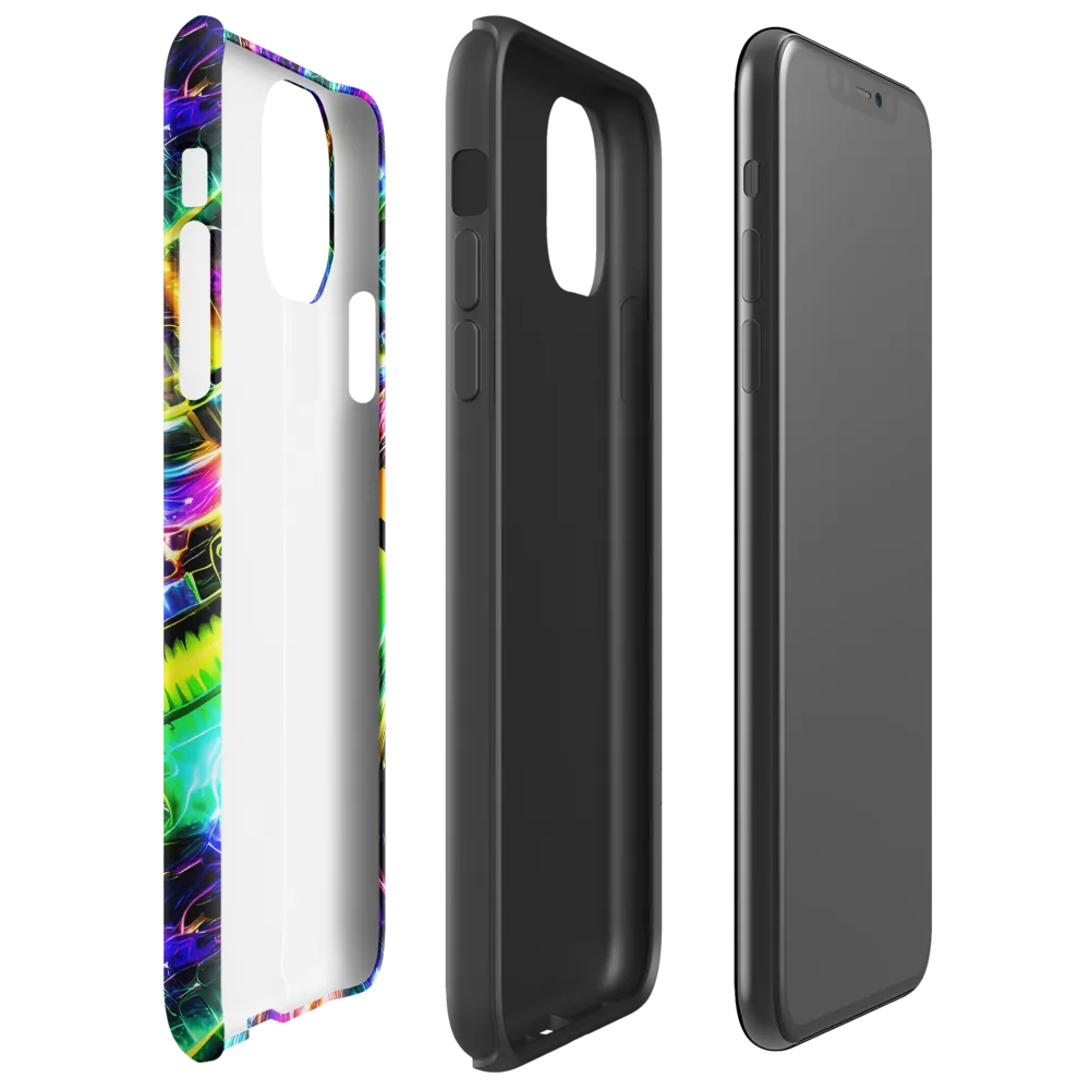Neon Racket Riot on Tough Case for iPhone® — Right