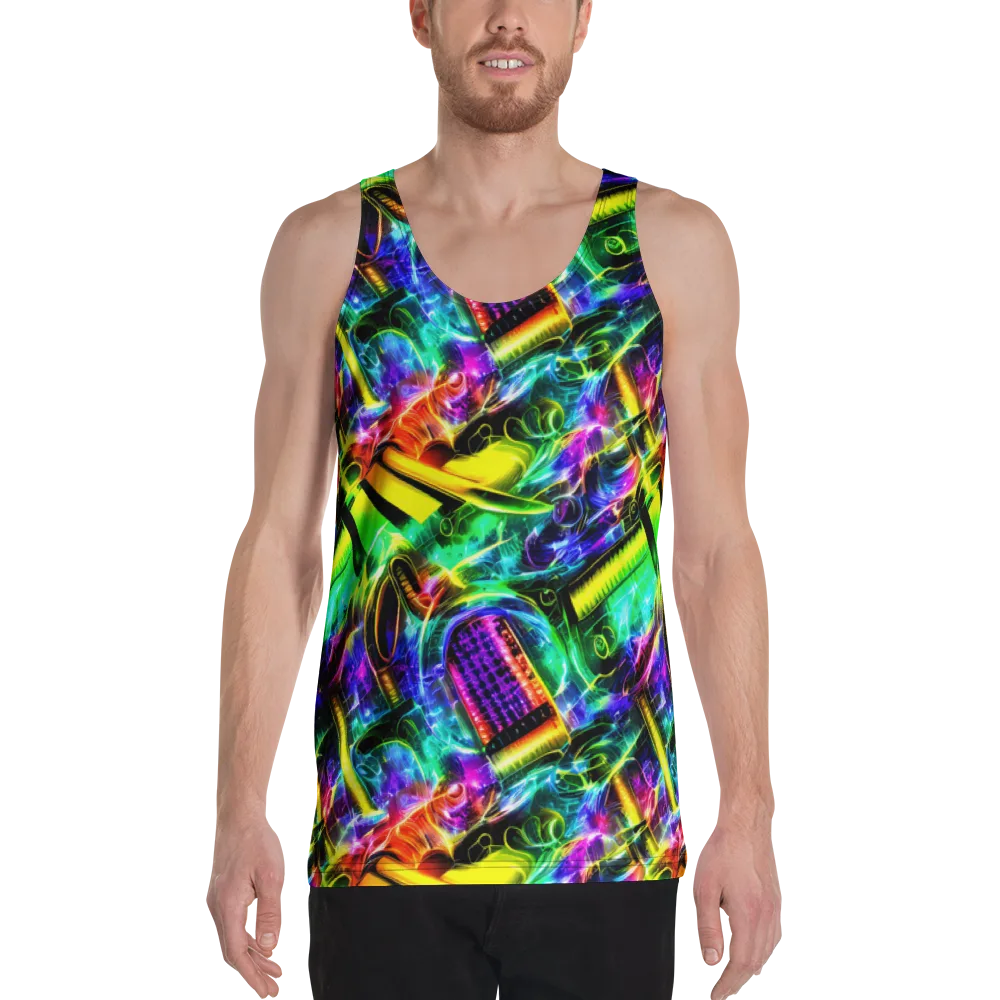 Neon Racket Riot on Men's Tank Top — Front