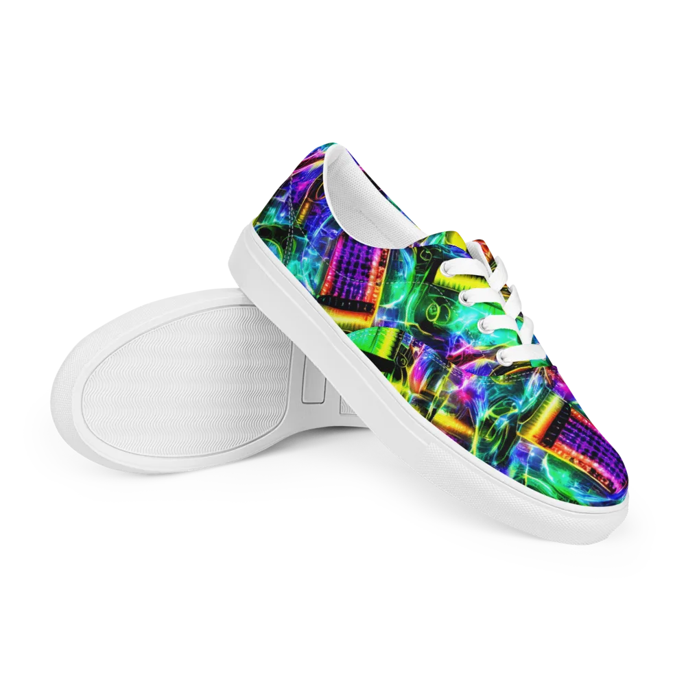 Neon Racket Riot on Men's Lace-Up Canvas Shoes — Right Front