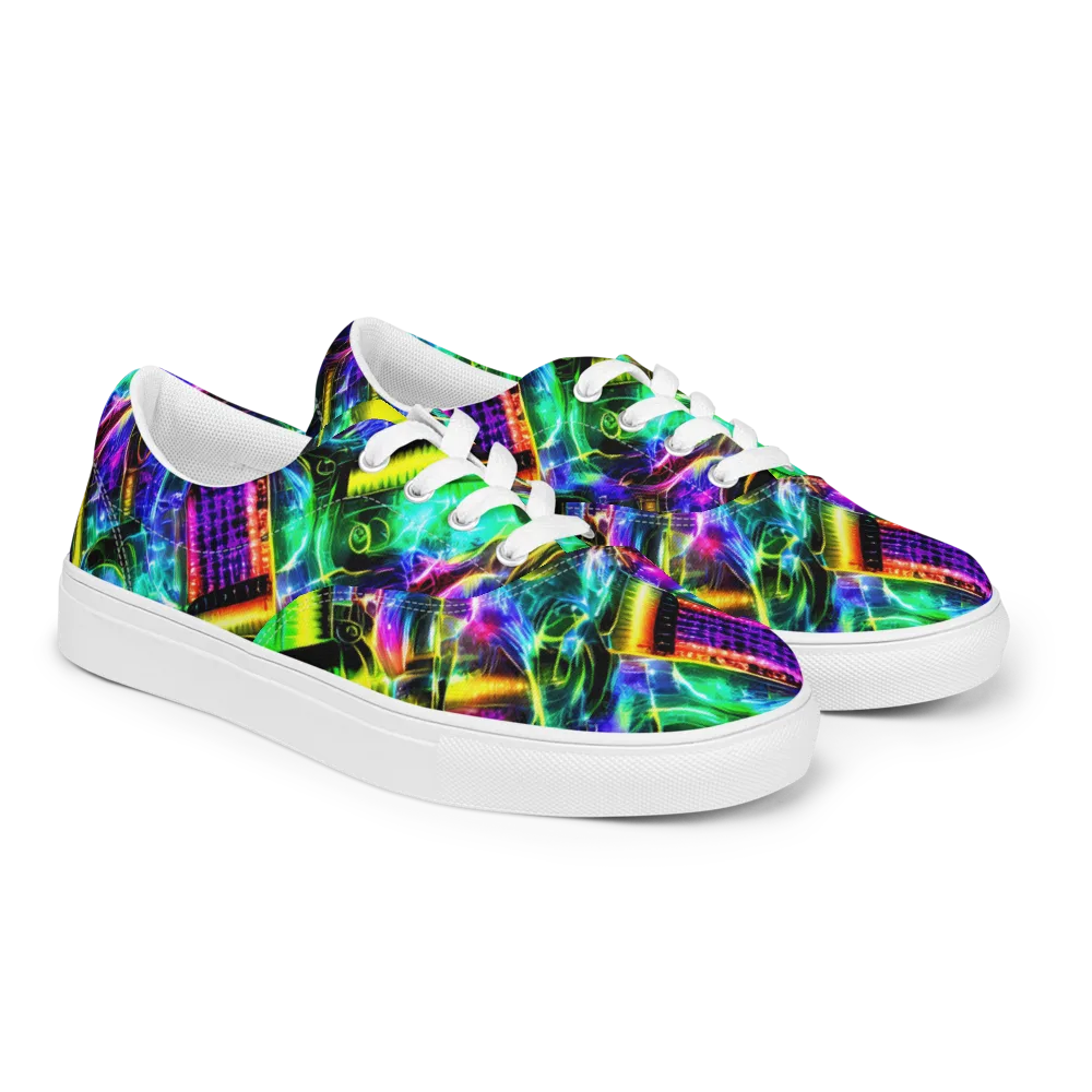 Neon Racket Riot on Men's Lace-Up Canvas Shoes — Right Front